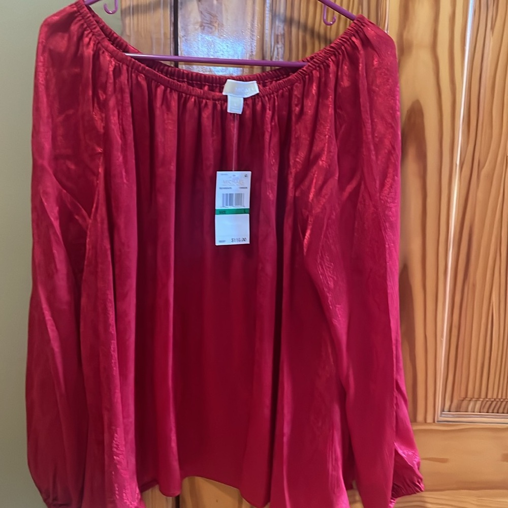 NWT Women’s Michael Kors Red Blouse, Size L